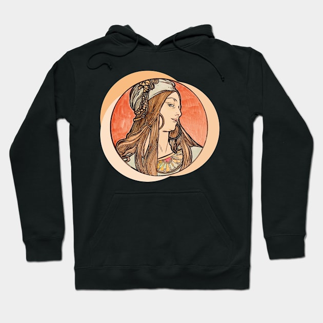 Alphonse Mucha Art Nouveau ver.1 Hoodie by DangerslyHappy